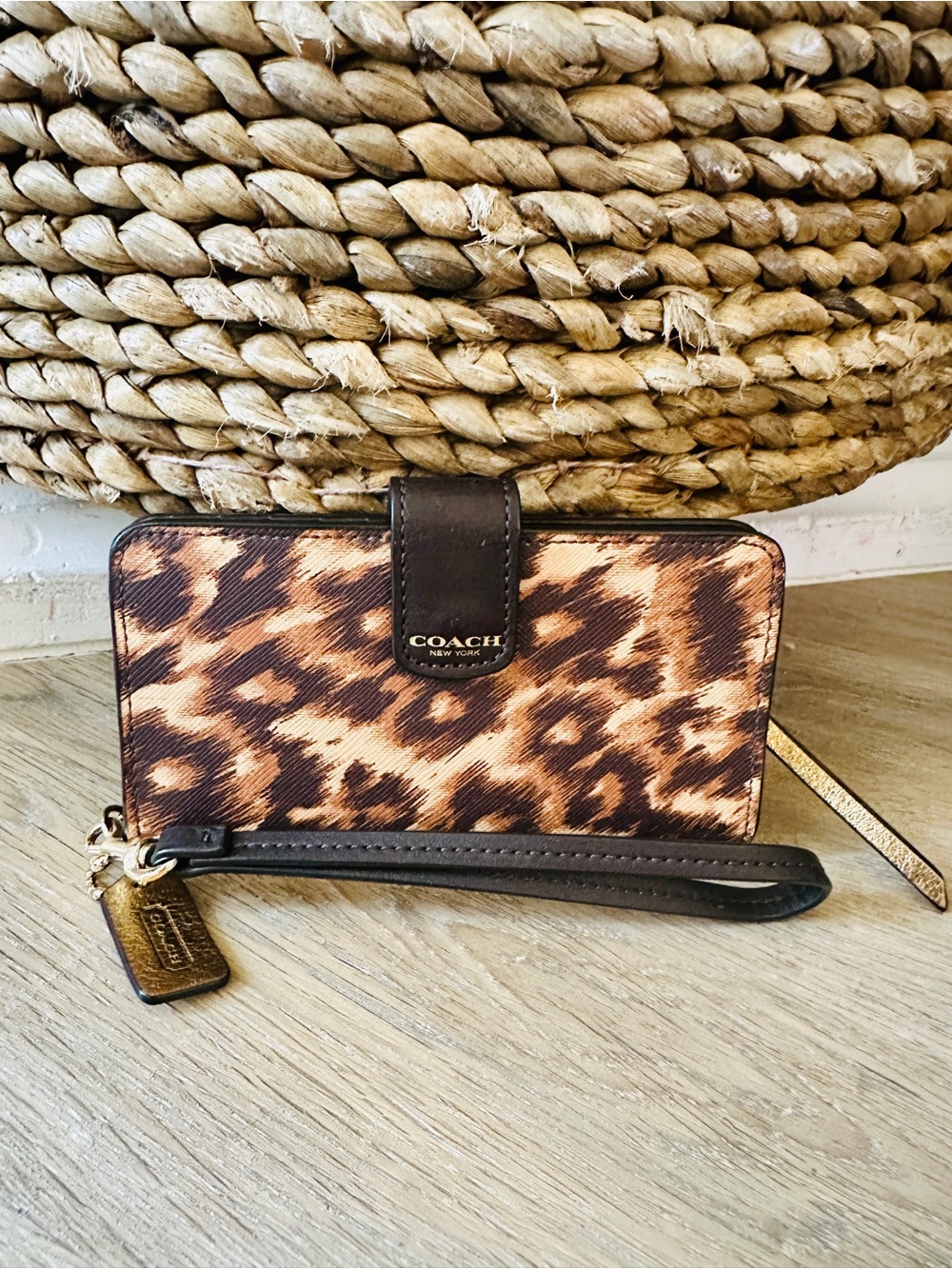 Coach Madison Ocelot/Leopard Print Leather Bifold Wristlet Wallet